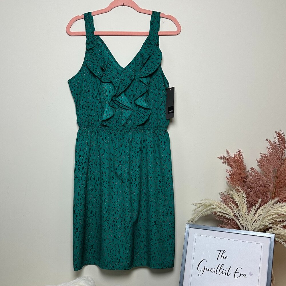 Mossimo Green Pattern Ruffle Dress